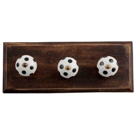 White Black Dot Wooden Hooks